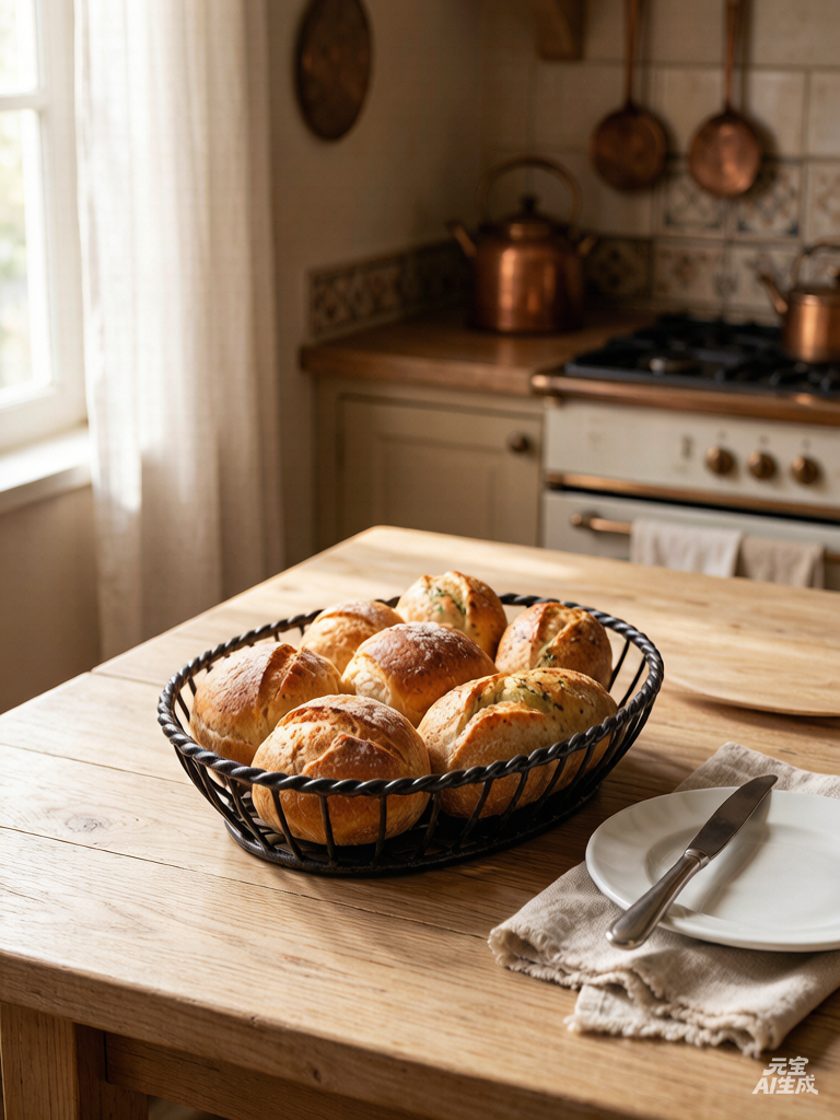 Rustic bread basket on table